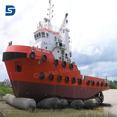 0.05MPa-0.08MPa กระเป๋าสะพายอากาศแบบยางสําหรับเรือ มีอายุการใช้งาน 6 ถึง 10 ปี ISO14409 รับรอง